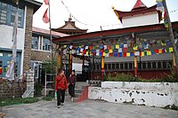 A temple in Kalpa, Kinnaur. The local Kinnauri follow a syncretism of Hinduism and Buddhism.