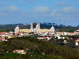 The Mafra National Palace overlooking the centre of Mafra