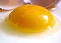 The yolk of a raw egg. The color comes from the xanthophyll carotenoids lutein and zeaxanthin