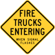 Fire trucks entering when signal flashes, Wisconsin