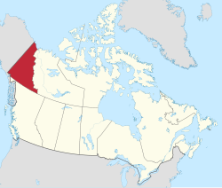 Map of Canada with Yukon highlighted in red