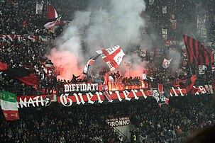 Milan ultras crowd in Curva Sud.