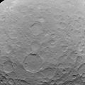 22 May 2015; Dawn 5,100 km (3,200 mi) (1;2;3;4;5) (Ezinu crater: context;closeup)