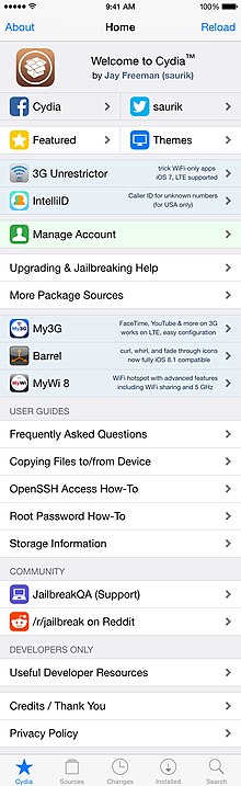 Screenshot of Cydia