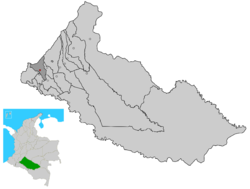 Location of the municipality and town of Belén de Andaquies in the Caquetá Department of Colombia.