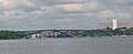 Västerbron viewed from the Old town with Långholmen to the left and Kungsholmen to the right.