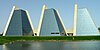 A view of the pyramids from across the lake