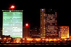 Air India Building, Trident hotel and Oberoi hotel (L-R) on Marine Drive in Nariman point