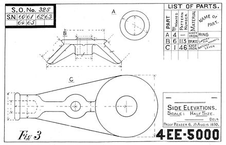 Technical drawing, 1891