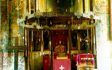 Iconostasio de la iglesia del monasterio de Visoki Dechani (arte bizantino, Serbia, siglo XIV).