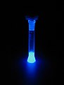 Vivid blues can be created by chemical reactions, called chemiluminescence. This is luminol, a chemical used in crime scene investigations. Luminol glows blue when it contacts even a tiny trace of blood.