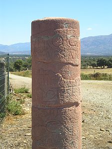 Miliario de Nerón en la ciudad de Cáparra, al norte de Cáceres.