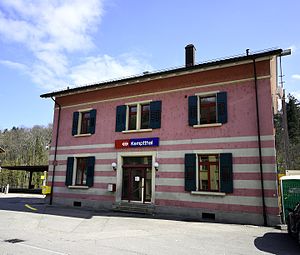 Pink brick building