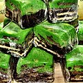 Other variety of Batik cake from Brunei with green topping.