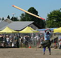 The caber in mid-flight