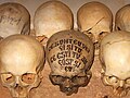 Relics in the Romanian skete "Prodromos". Written on the skull: "What I am, you will be too. What you are, I've already been."