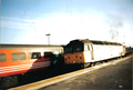 A Class 47 in the livery inherited from British Rail at Banbury in 2001