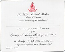 Milson Deviation Opening Ceremony - 27 July 1959