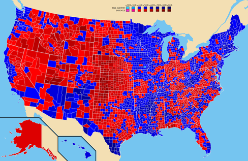 Election results by county.   Bill Clinton   Bob Dole