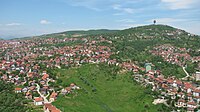 Hum hill with Hum Tower (foreground) and Žuč hill (background), to North-NW.