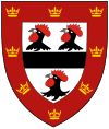 A shield displaying the coat of arms of Jesus Collge, Cambridge