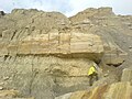 Image 15A geologist studies the Ashdown Formation on the East Sussex coast (from Geology of East Sussex)