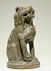 A sitting celadon lion, dated 11th to 12th century, Song Dynasty.