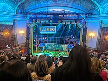 The auditorium seen in 2024 during a production of the musical "Illinoise"