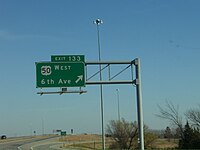 Signage along Interstate 35 in Emporia, Kansas, USA.