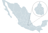 Location of Mexico City in south central Mexico