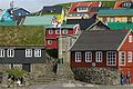 Faroese flag flying in Nólsoy village