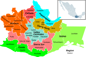 Oaxaca regions and districts: Sierra Norte to the Northeast