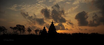 silhouette of mahabalipuram seashore temple