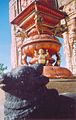 An ornamented pillar in the temple courtyard