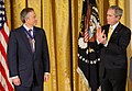 Tony Blair being awarded the Presidential Medal of Freedom by George W. Bush, 2009.