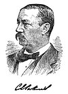 A line drawing of Charles Elliott Perkins