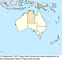 Map of the change to Australia on 16 September 1975