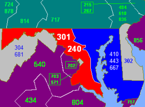 area codes 240 and 301