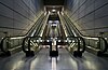 Top and bottom landing platforms in a Copenhagen Metro station, 2007.