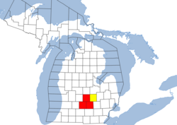 Location of the Lansing–East Lansing–Owosso MSA