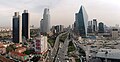 Büyükdere Avenue in Levent, with Sabancı Center Towers, Türkiye İş Bankası Towers and Finansbank Tower