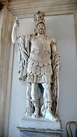 Statue of Mars from the Forum of Nerva, early 2nd century AD, based on an Augustan-era original that in turn used a Hellenistic Greek model of the 4th century BC, Capitoline Museums[21]