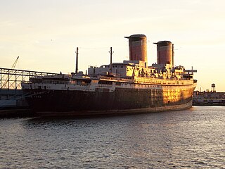 SS United States from a cruise ship on the Delaware River