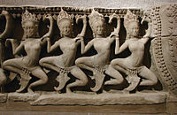 Stone bas-relief of apsaras from Bayon temple, Cambodia, c. 1200