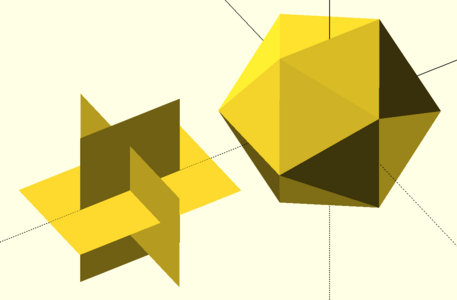 Icosahedron construction in OpenSCAD