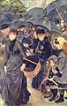 Umbrellas, by Pierre Auguste-Renoir. (1881 and 1885). Renoir used cobalt blue for right side of the picture, but used the new synthetic ultramarine introduced in the 1870s, when he added two figures to left of the picture a few years later.