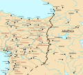 The frontier between the Roman (27 BC-476 AD) and Sasanian Empires (224–651 AD) after the Peace of Acilisene of 384-387 AD.