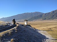 A buddhist stupa on the hiking trail in Phobjikha