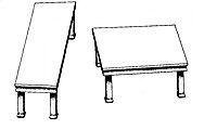 The two "tabletops" are identical parallelograms.