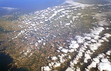 Aerial view of the area around Lannion, in Brittany, France.